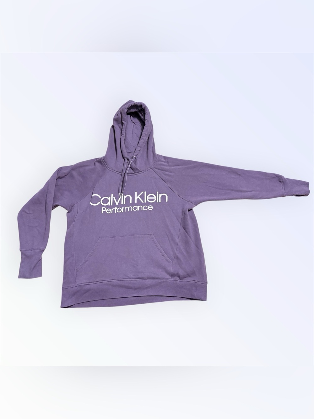 Calvin Klein Performance Purple Logo Pullover Hoodie with Thumbholes